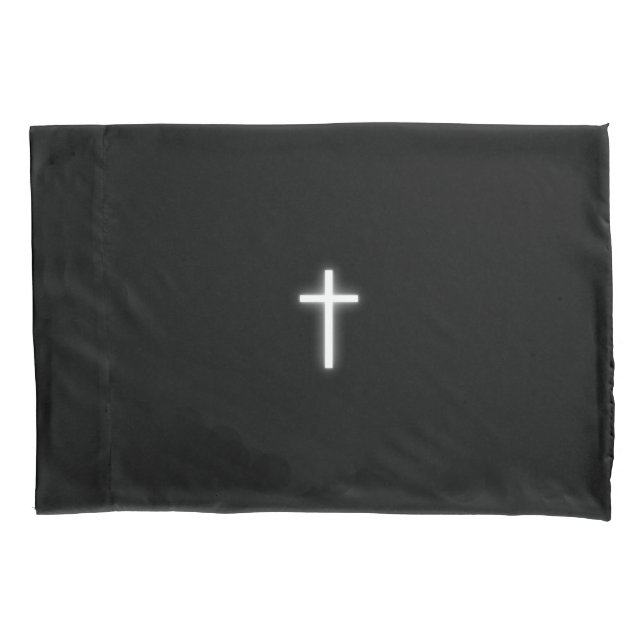 Glowing Christian Cross - Watching Over Me Pillowcase (Front)