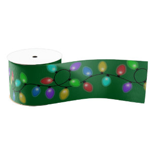 Glowing Christmas Lights Grosgrain Ribbon