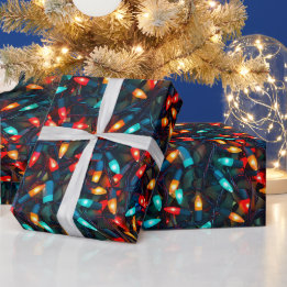 Glowing Christmas Lights Pattern Wrapping Paper