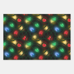 Glowing Christmas Lights Wrapping Paper Sheet