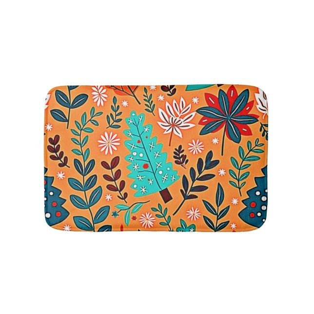 Glowing Christmas Pattern Design Bath Mat (Front)