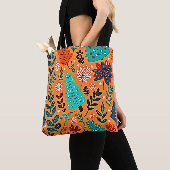 Glowing Christmas Pattern Design Tote Bag (Close Up)