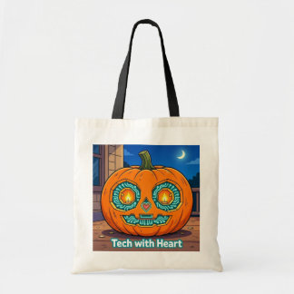 Glowing Circuit Pumpkin - Large Tote Bag