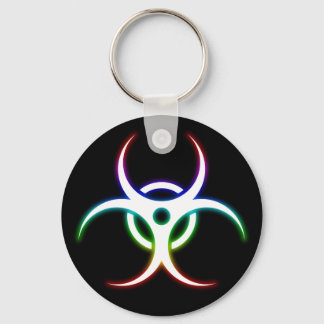 Glowing Colourful Biohazard Symbol - keychain