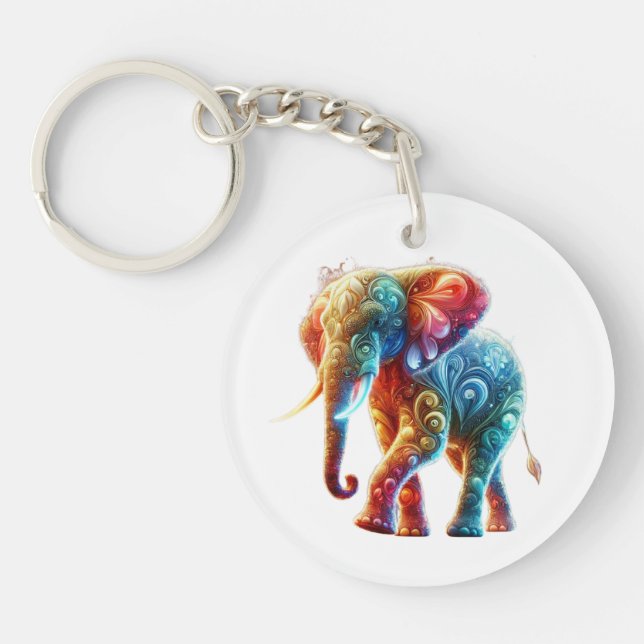 Glowing Colourful Elephant Keychain (Front)