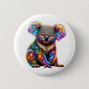 "Glowing Colourful Koala - Radiant Wildlife Art" 2 Inch Round Button