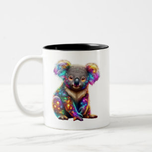 "Glowing Colourful Koala - Radiant Wildlife Art" Two-Tone Coffee Mug