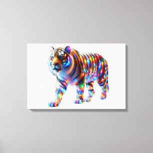 Glowing Colourful Tiger – Vibrant Glassy Art Canvas Print