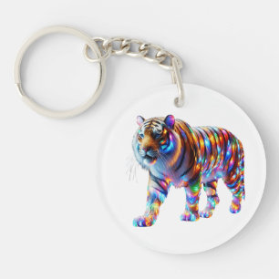 Glowing Colourful Tiger – Vibrant Glassy Art Keychain
