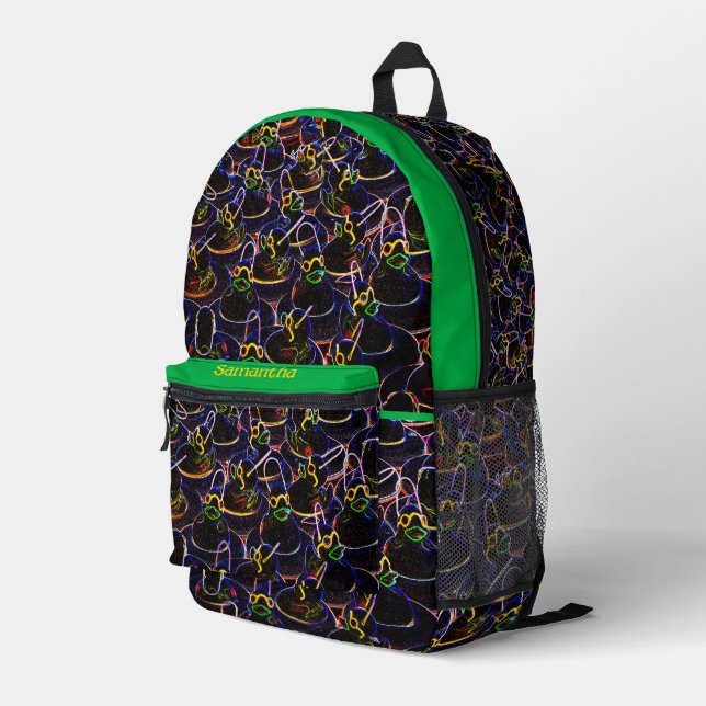 Glowing Cool Rubber Ducks Personalized Printed Backpack (Back Corner Right)