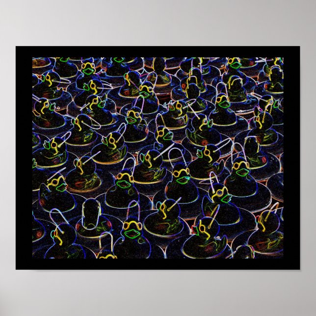 Glowing Cool Rubber Ducks With Shades Print (Front)