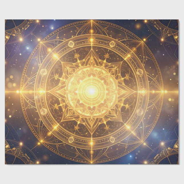 Glowing Cosmic Mandala Gift Wrap (Flat)