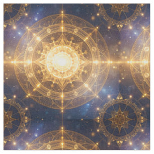 Glowing Cosmic Mandala Starry Fabric