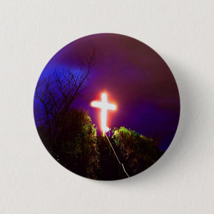Glowing Cross At Night God Loves 2 Inch Round Button
