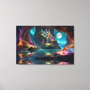Glowing crystal Cave Canvas Print