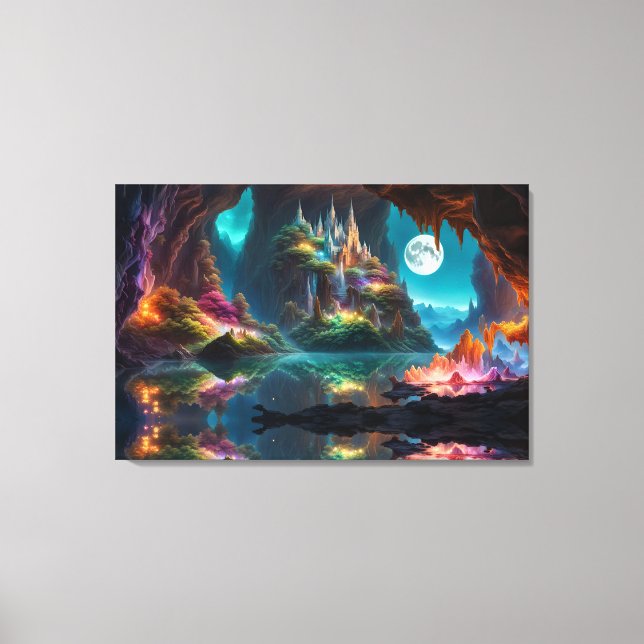 Glowing crystal Cave Canvas Print (Front)