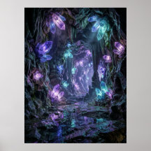 Glowing Crystal Cave Fantasy Art