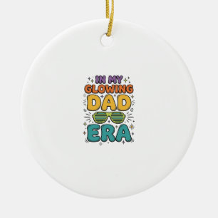 Glowing Dad Era Retro Sunglasses Dad Shirt Design_ Ceramic Ornament