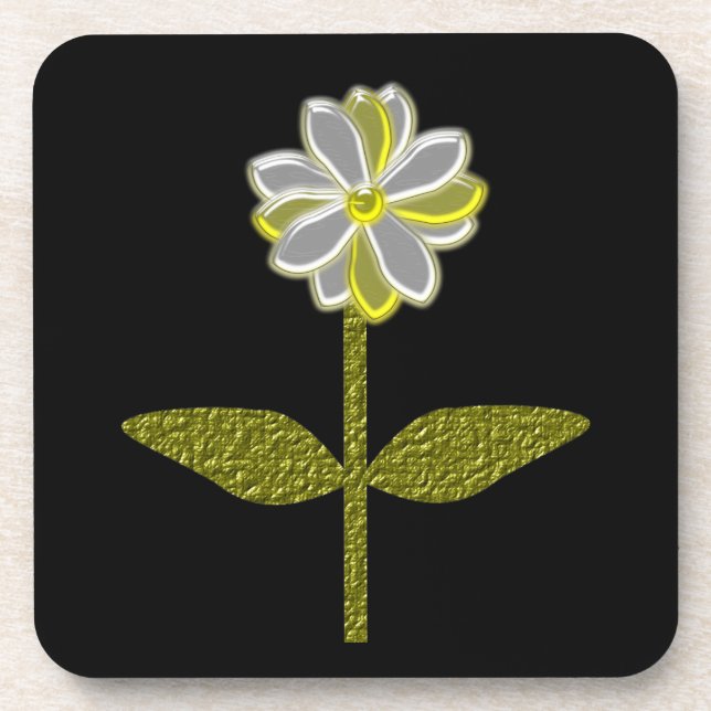 Glowing Daisy Flower Cork Coaster (Front)