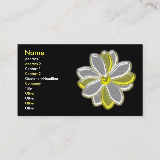 Glowing Daisy Flower Customizable Business Card (Front)