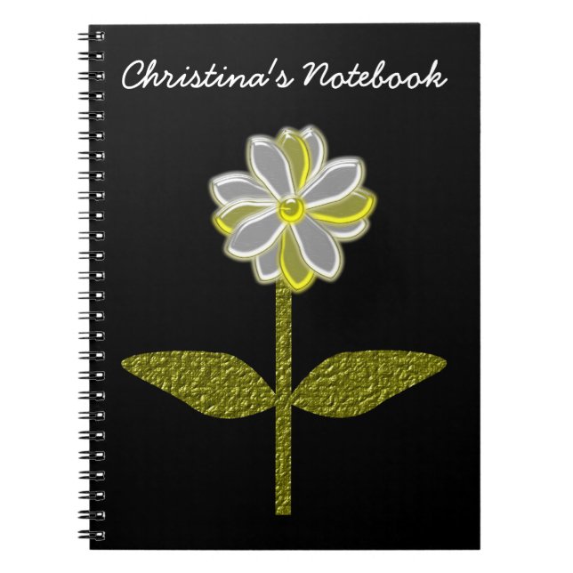 Glowing Daisy Flower Customizable Notebook (Front)