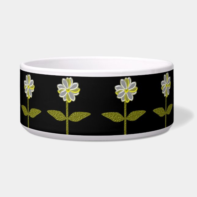 Glowing Daisy Flower Dog Bowl (Front)