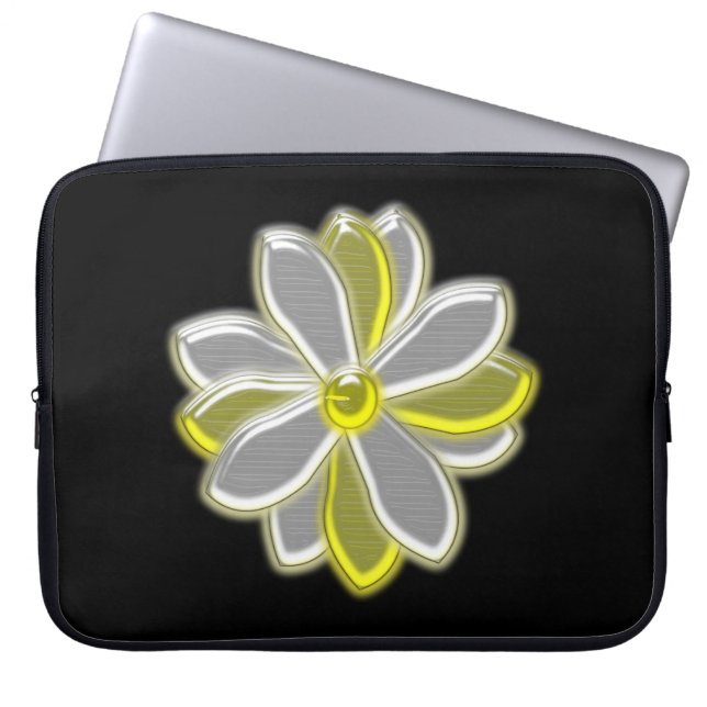 Glowing Daisy Flower Laptop Bag (Front)