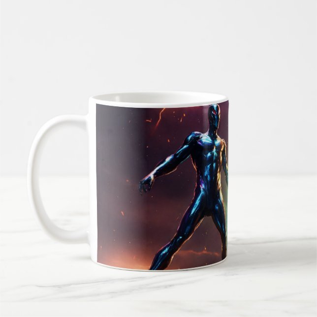 Glowing dark silver surfer vs dark venom alien god coffee mug (Left)