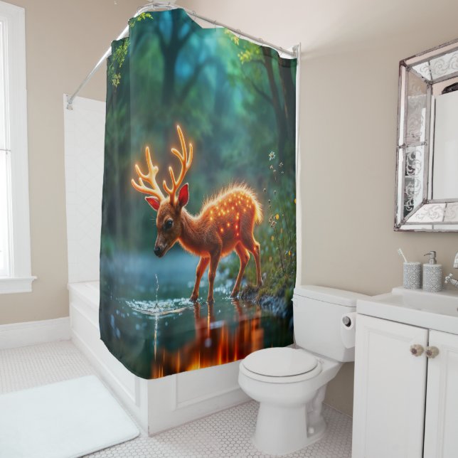 Glowing deer magic forest drink stream (In Situ)