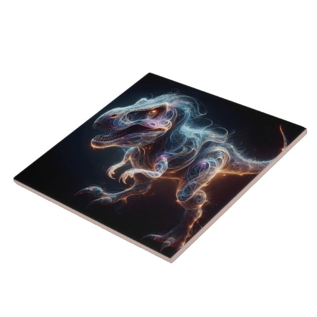 Glowing Dinosaur in a Dark Environment Tile (Side)