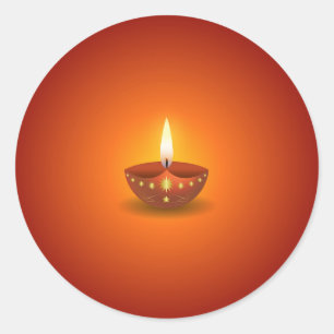Glowing Diwali Lamp Classic Round Sticker