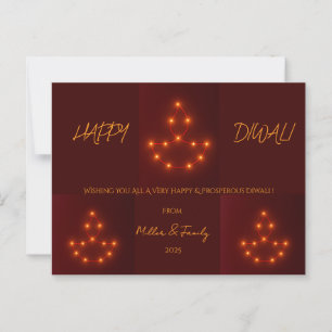 Glowing Diwali Lamp of Decorative Festive Lights Postcard