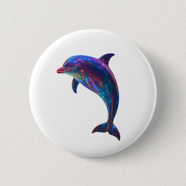 Glowing Dolphin Art  2 Inch Round Button (Front)