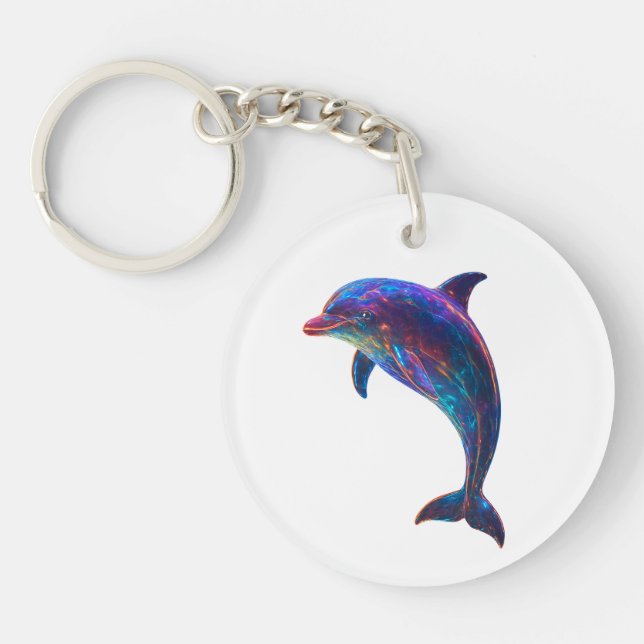 Glowing Dolphin Art  Keychain (Front)