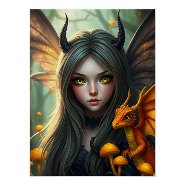 Glowing Dragon Fairy Art  Poster (Front)