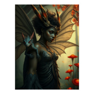 Glowing Dragon Fairy Art Poster