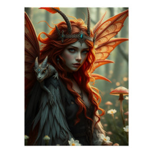 Glowing Dragon Fairy Art  Poster
