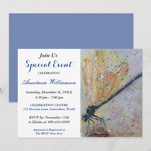 GLOWING DRAGON FLY PARTY EVENT INVITE (Front/Back)