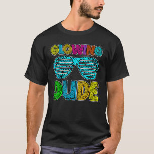 Glowing Dude party 80s vintage retro colourful whi T-Shirt