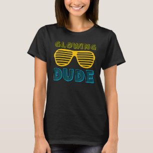 Glowing Dude party 80s vintage retro colourful whi T-Shirt