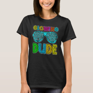 Glowing Dude party 80s vintage retro colourful whi T-Shirt