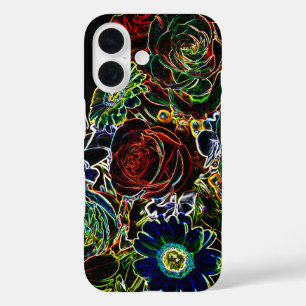 Glowing Edged Colourful Flower Bouquet iPhone 16 Case