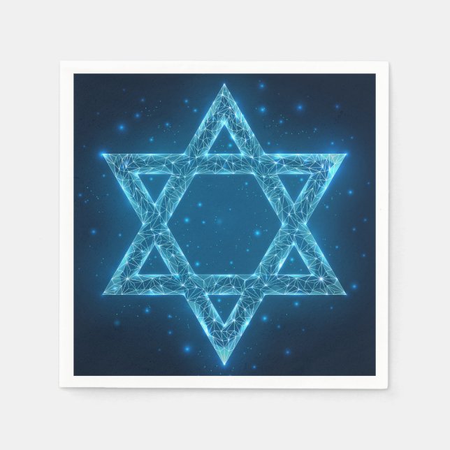 Glowing Electric Star of David Hanukkah Napkin (Front)