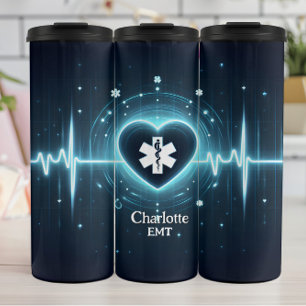 Glowing EMT Heartbeat Symbol Design Thermal Tumbler