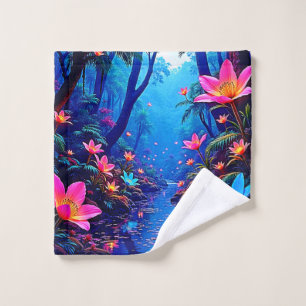 Glowing Ethereal Jungle Oasis Design Bath Towel Set