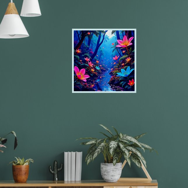 Glowing Ethereal Jungle Oasis Design Poster (Living Room 1)