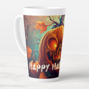 Glowing Eyes Jack-o-Lantern Halloween Art Latte Mug