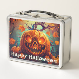 Glowing Eyes Jack-o-Lantern Halloween Art Metal Lunch Box