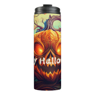 Glowing Eyes Jack-o-Lantern Halloween Art Thermal Tumbler