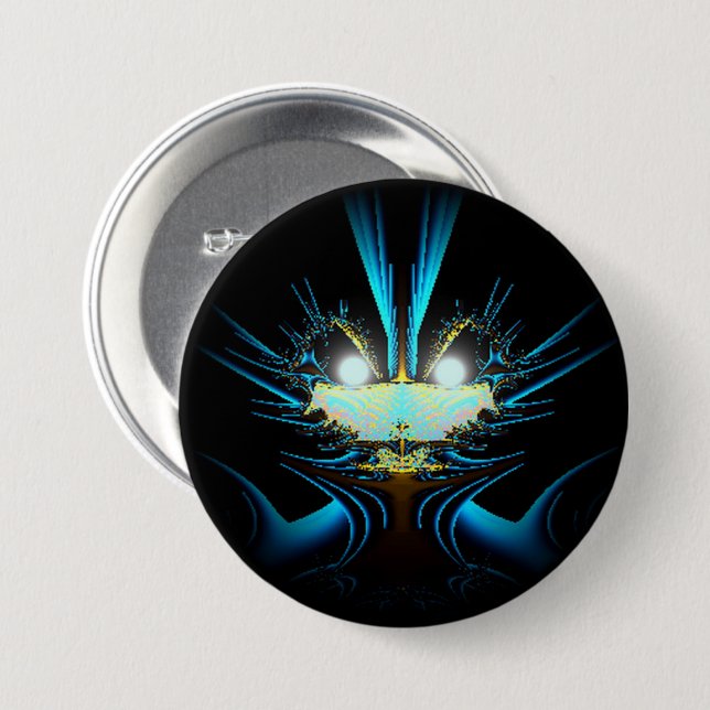 Glowing Eyes Luminous Blue Creature  3 Inch Round Button (Front & Back)